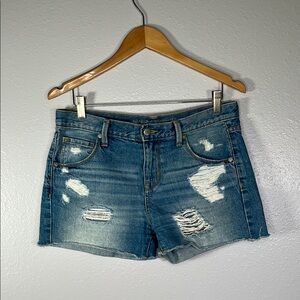 Medium wash Distressed Boyfriend Denim Shorts, casual Street Style – Size 2/26